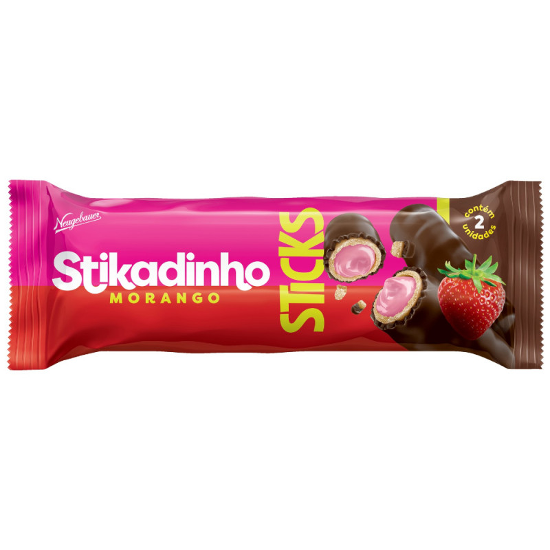 CHOCOLATE STIKADINHO STICKS 32GR MORANGO - DP COM 16 UN