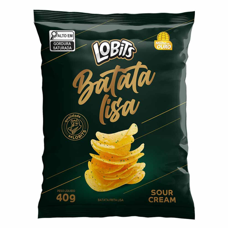 BATATA LISA LOBITS 40GR SOUR CREAM - CX COM 30 UN
