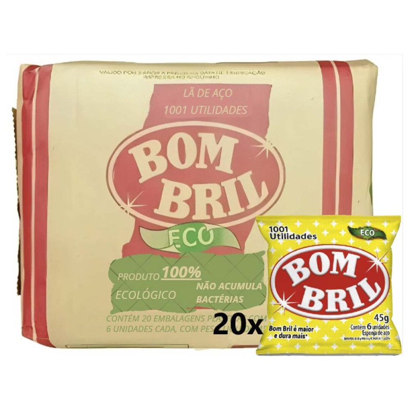 ESPONJA DE LÃ DE AÇO BOMBRIL ECO 45GR C/6UN - PC COM 20 UN