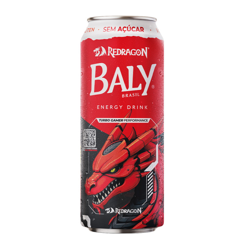 ENERGÉTICO BALY SEM AÇÚCAR 473ML GAMER REDRAGON MORANGO E PÊSSEGO - FD COM 6 UN