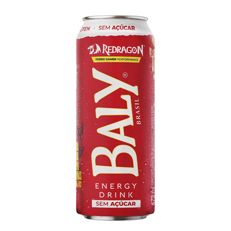 ENERGÉTICO BALY SEM AÇÚCAR 473ML GAMER REDRAGON MORANGO E PÊSSEGO - FD COM 6 UN