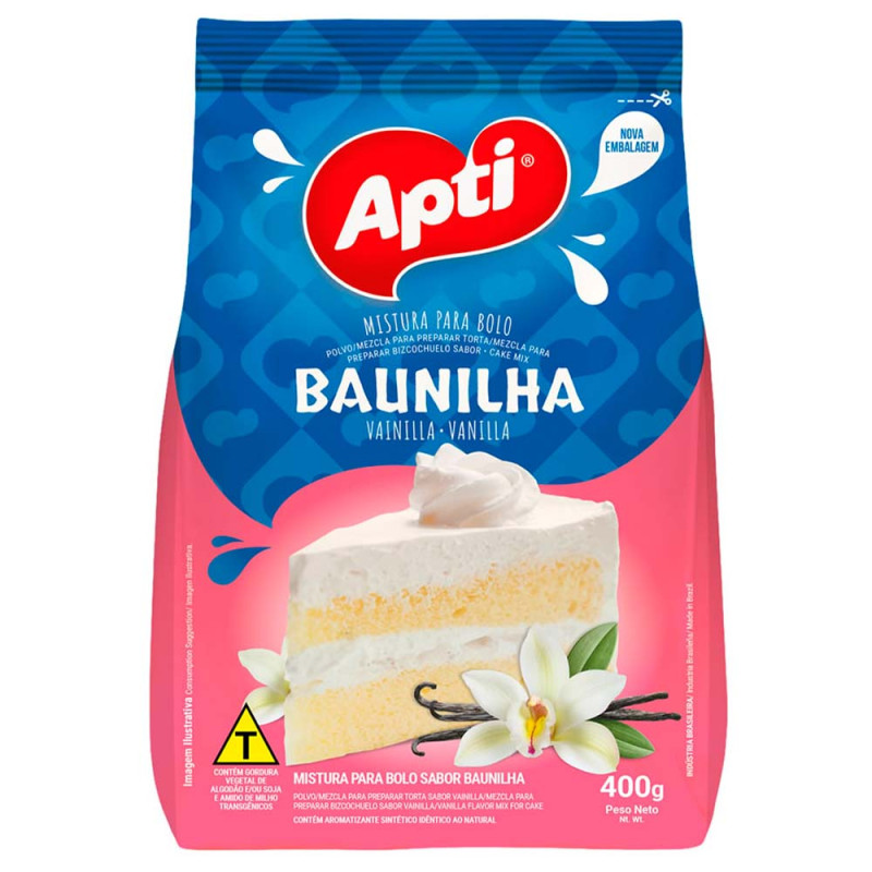 MISTURA P/ BOLO APTI 400GR BAUNILHA - CX COM 12 UN