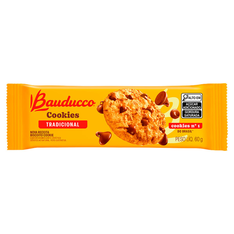 COOKIES BISCOITO BAUDUCCO 60GR ORIGINAL - DP COM 12 UN