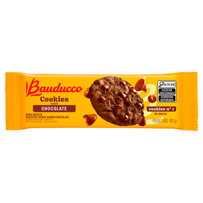 COOKIES BISCOITO BAUDUCCO 60GR CHOCOLATE - DP COM 12 UN