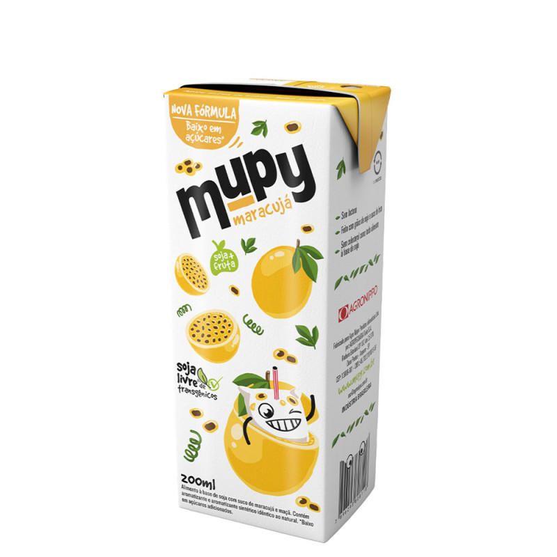 SUCO DE SOJA MUPY 200ML MARACUJÁ - CX COM 27 UN