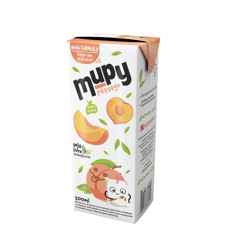 SUCO DE SOJA MUPY 200ML PÊSSEGO - CX COM 27 UN