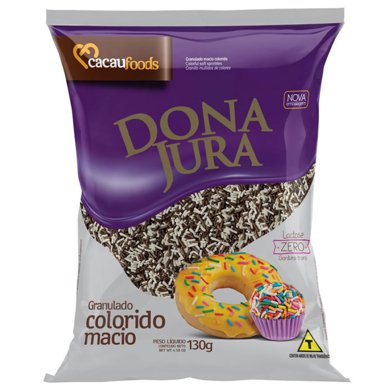 GRANULADO DONA JURA 130GR BRANCO E PRETO - CX COM 40 UN