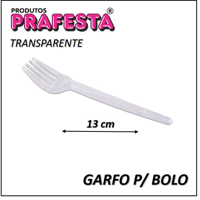GARFO PARA BOLO PRAFESTA COM 50 UN TRANSPARENTE - CX COM 10 PC