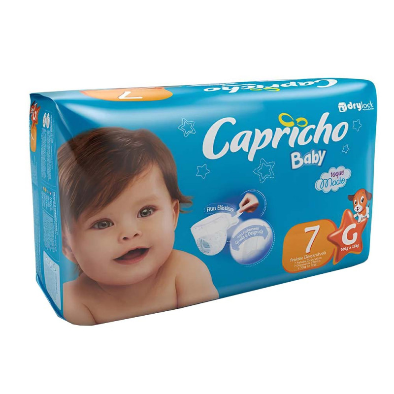 FRALDA CAPRICHO BABY REGULAR - TAMANHO G C/7UN FD COM 16 PC