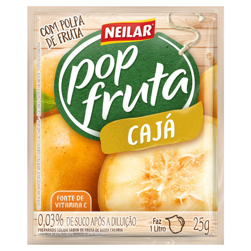 REFRESCO EM PÓ POP FRUTA NEILAR 25GR CAJÁ - DP COM 20 UN