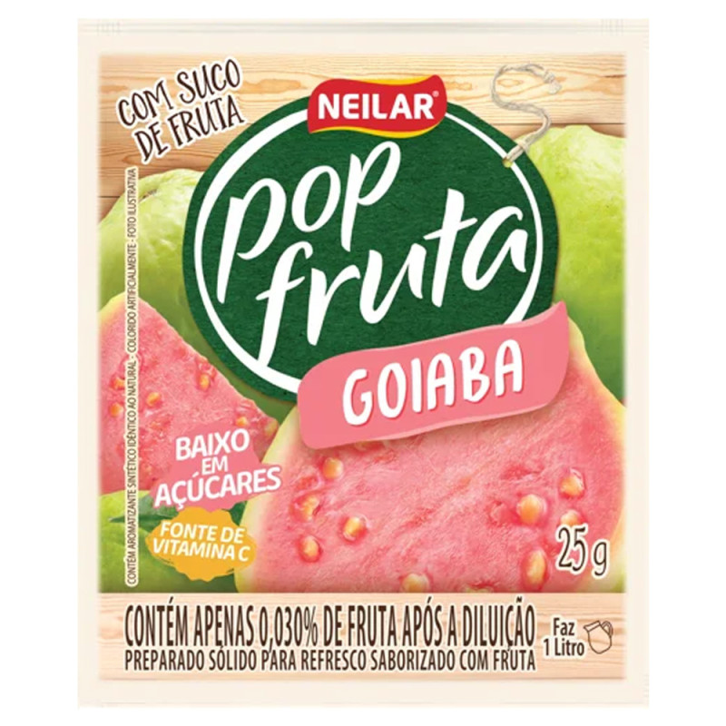 REFRESCO EM PÓ POP FRUTA NEILAR 25GR GOIABA - DP COM 20 UN
