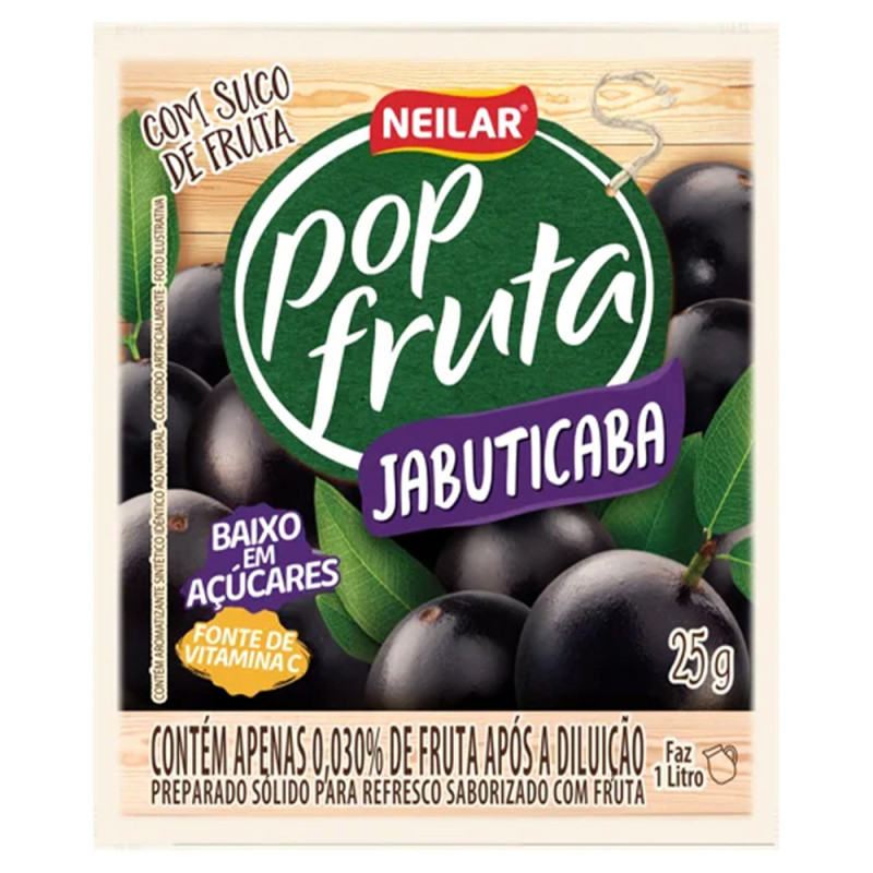 REFRESCO EM PÓ POP FRUTA NEILAR 25GR JABUTICABA - DP COM 20 UN