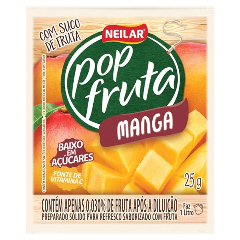 REFRESCO EM PÓ POP FRUTA NEILAR 25GR MANGA - DP COM 20 UN