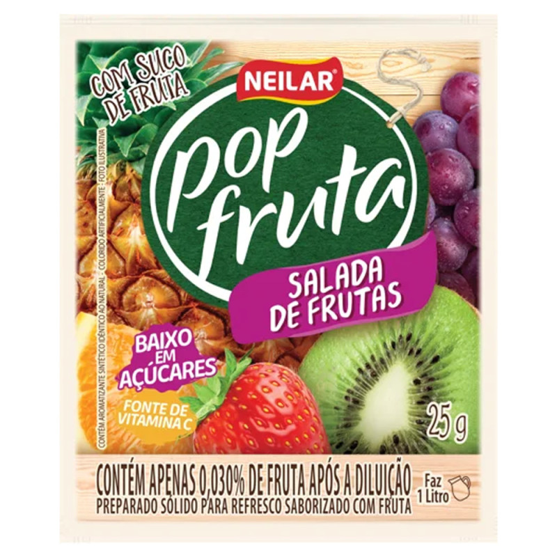 REFRESCO EM PÓ POP FRUTA NEILAR 25GR SALADA DE FRUTAS - DP COM 20 UN