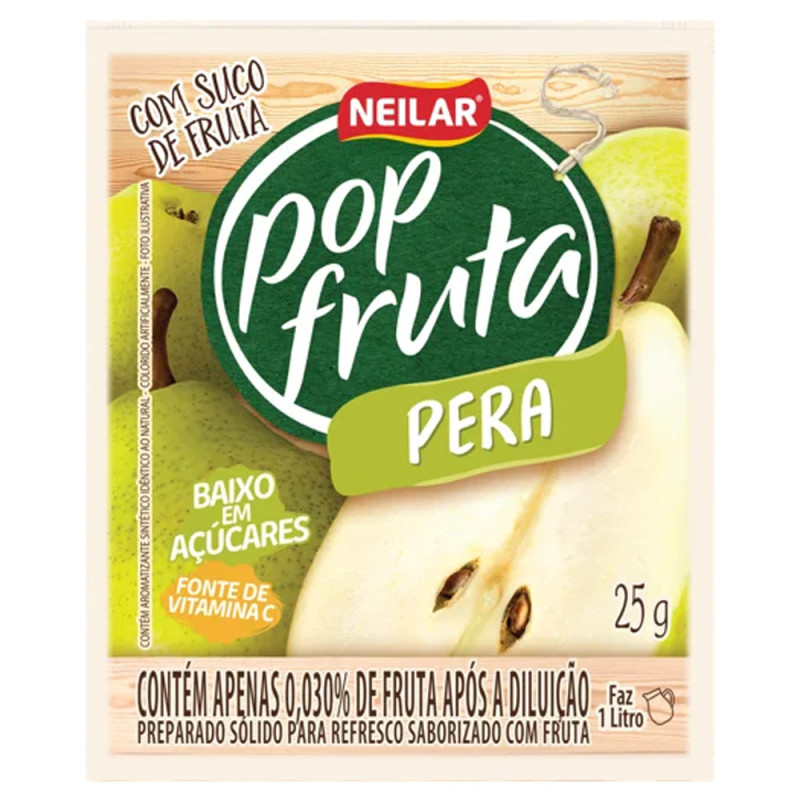 REFRESCO EM PÓ POP FRUTA NEILAR 25GR PÊRA - DP COM 20 UN