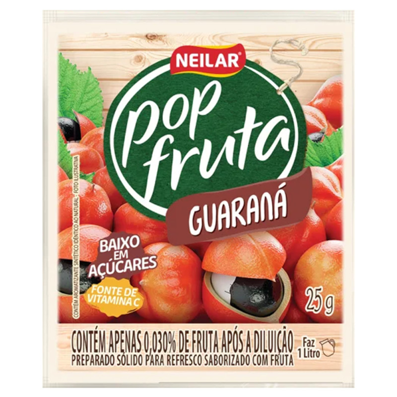 REFRESCO EM PÓ POP FRUTA NEILAR 25GR GUARANÁ - DP COM 20 UN