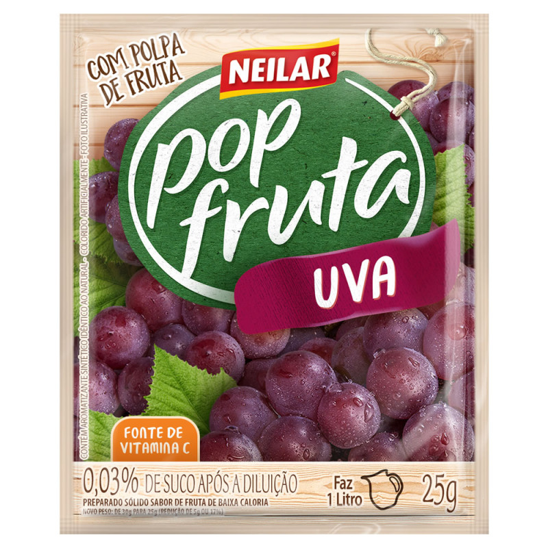 REFRESCO EM PÓ POP FRUTA NEILAR 25GR UVA - DP COM 20 UN