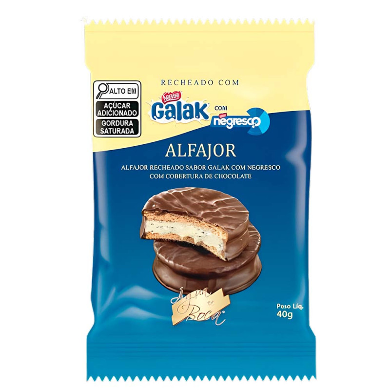 ALFAJOR ÁGUA NA BOCA 40GR GALAK COM NEGRESCO - DP COM 18 UN