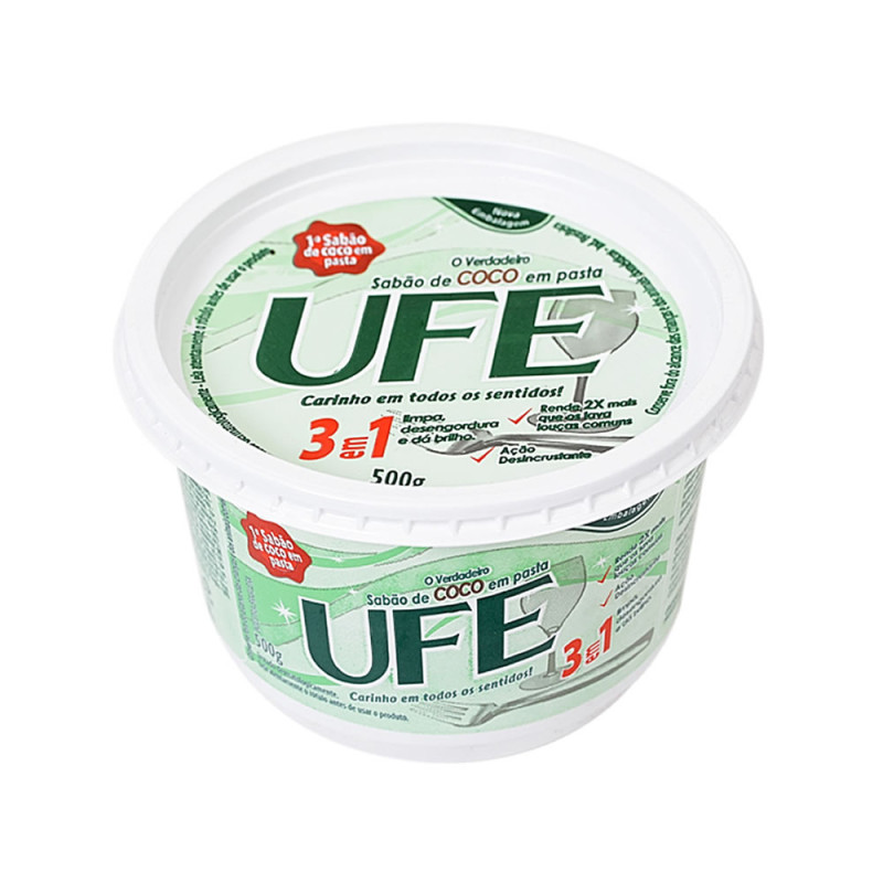 SABÃO DE COCO EM PASTA 3 EM 1 UFE 500G - CX COM 18 UN
