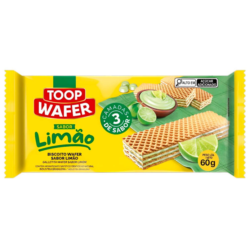 BISCOITO WAFER TOOP WAFER 60GR LIMÃO - CX COM 60 UN