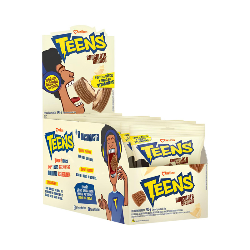 TEENS SNACK MARILAN 30GR CHOCOLATE BRANCO - DP COM 8 PC