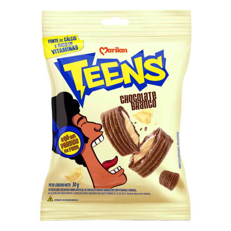 TEENS SNACK MARILAN 30GR CHOCOLATE BRANCO - DP COM 8 PC