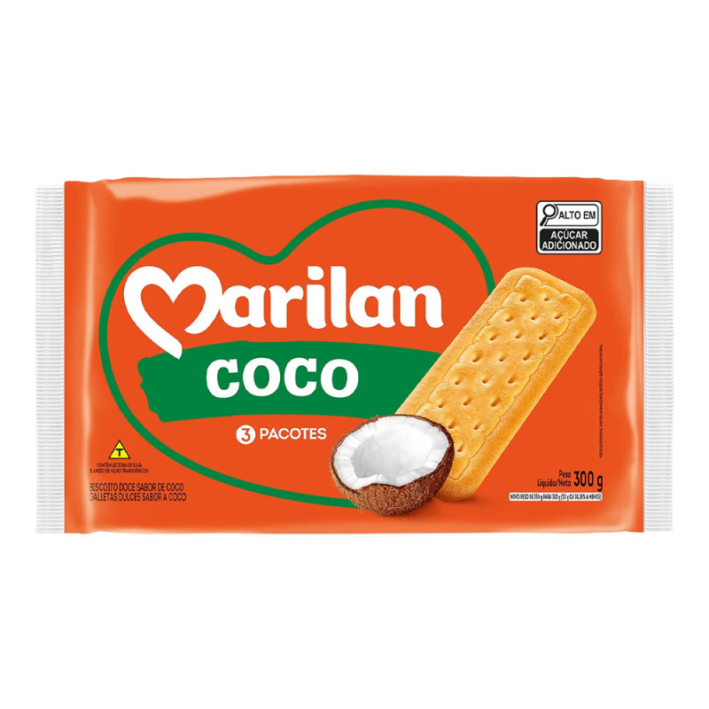 BISCOITO MARILAN 300GR COCO - CX COM 24 UN