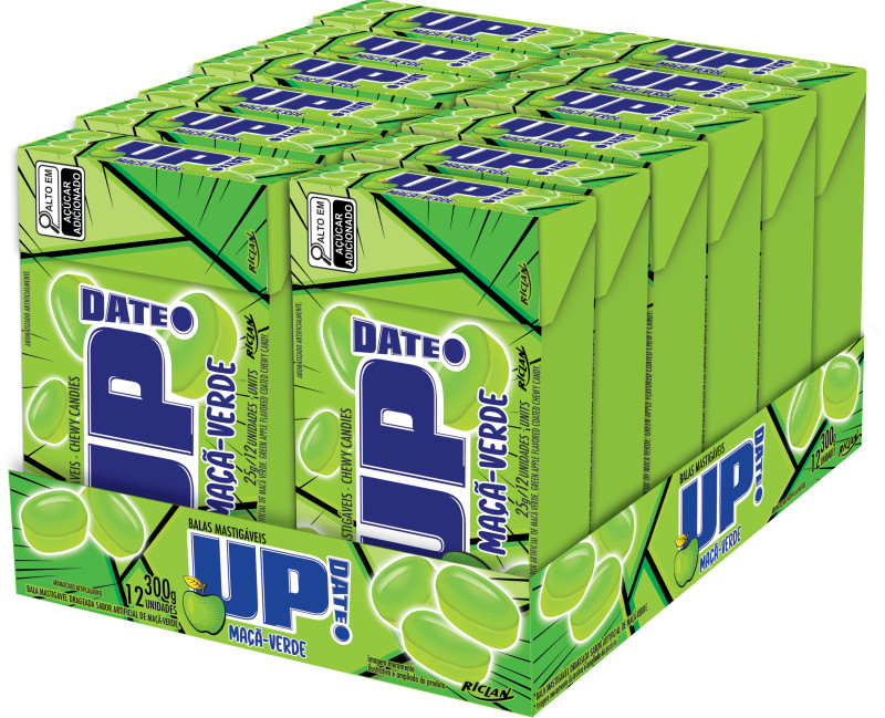 BALA MASTIGÁVEL RICLAN UP DATE MAÇÃ-VERDE 25GR - DP COM 12 UN
