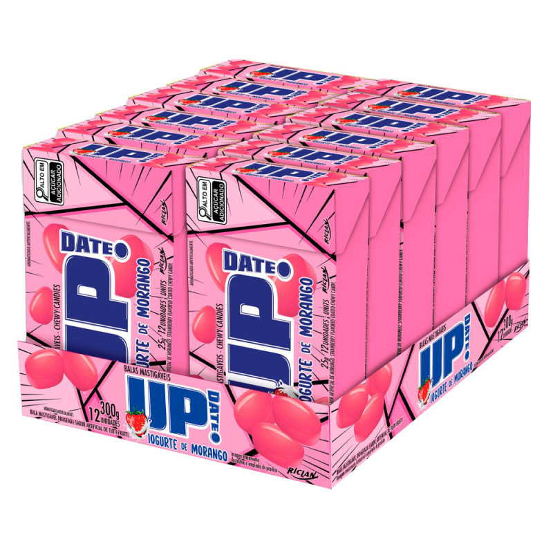 BALA MASTIGÁVEL RICLAN UP DATE IORGUTE DE MORANGO 25GR - DP COM 12 UN