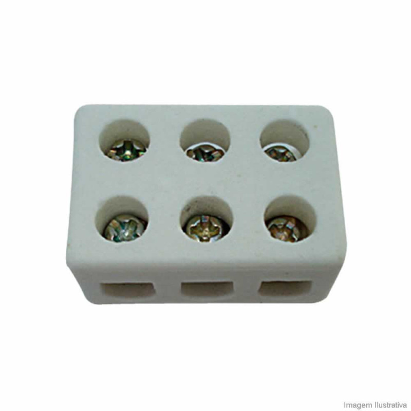 CONECTOR PORCELANA TRIPOLAR 3 POLOS 6 MM - CARTELA COM 10 UN