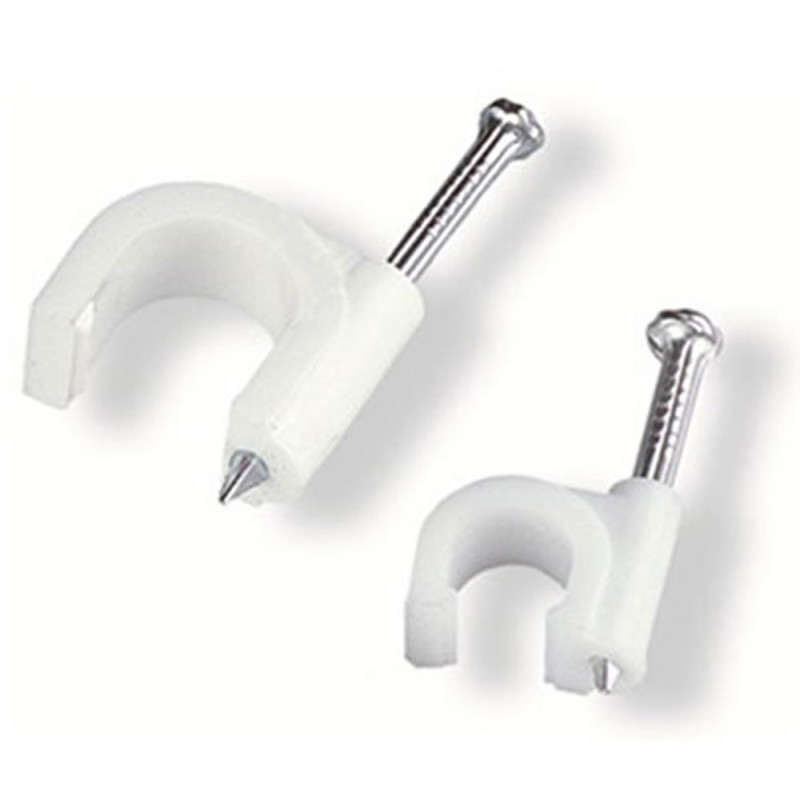 GRAMPO P/ FIXAR FIO COAXIAL C/15 BRANCO - CARTELA COM 10 UN