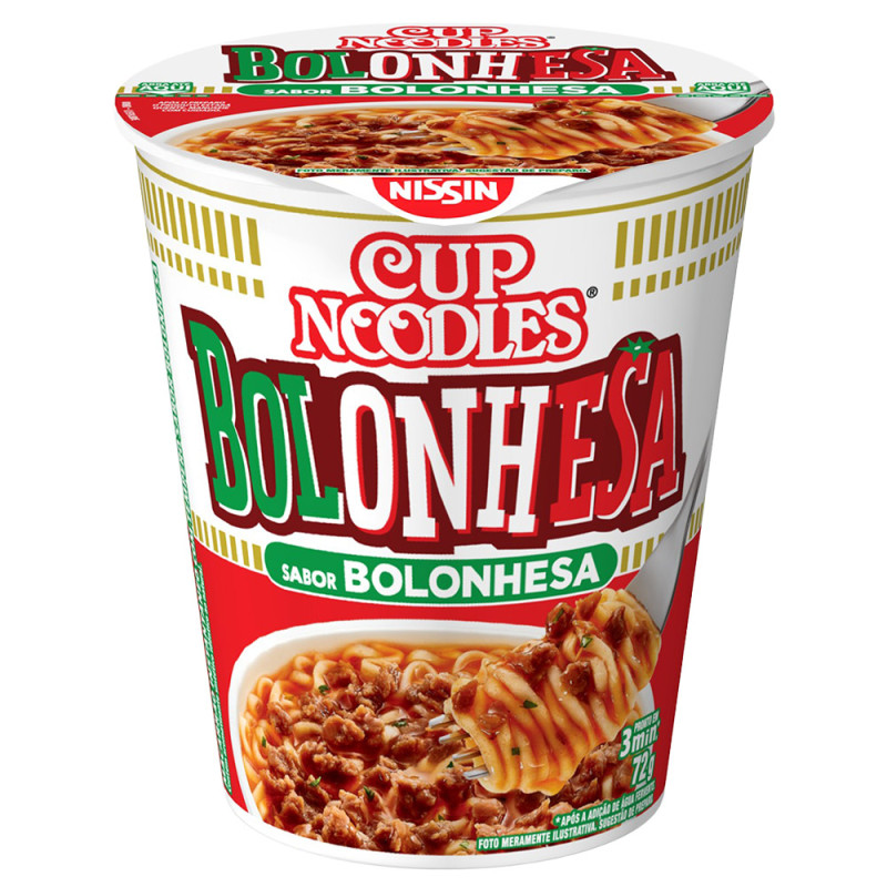 MACARRÃO INSTANTÂNEO NISSIN CUP NOODLES 72GR BOLONHESA - CX COM 24 UN