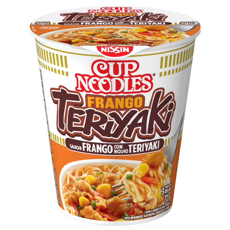MACARRÃO INSTANTÂNEO NISSIN CUP NOODLES 72GR FRANGO TERIYAKI - CX COM 24 UN
