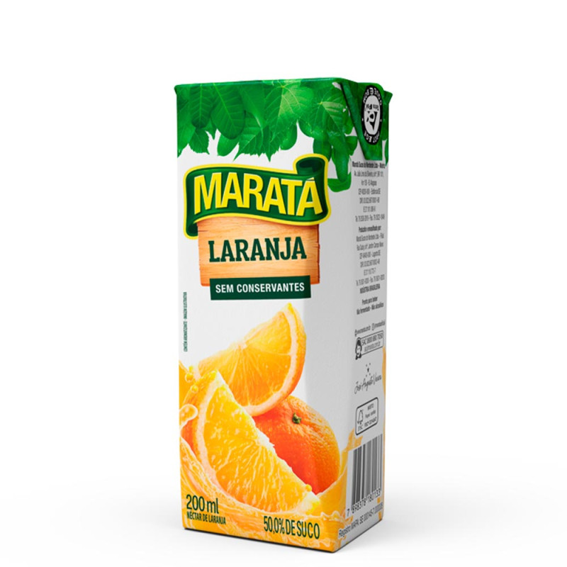 SUCO NÉCTAR MARATÁ 200ML LARANJA - CX COM 27 UN