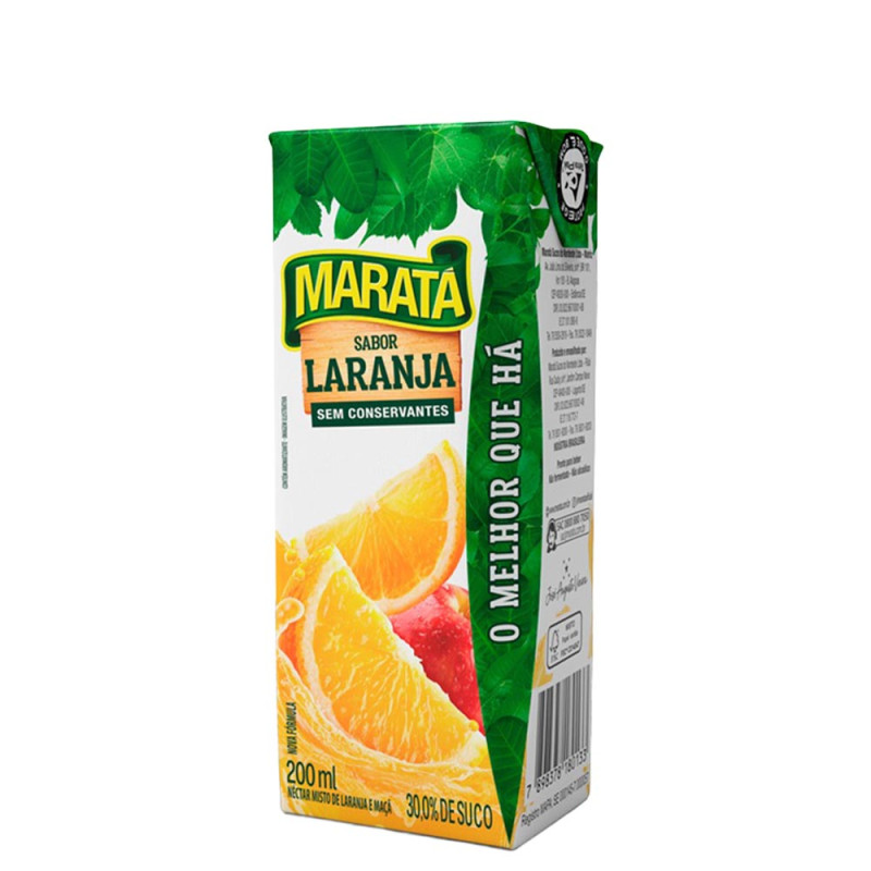 SUCO NÉCTAR MARATÁ 200ML LARANJA - CX COM 27 UN