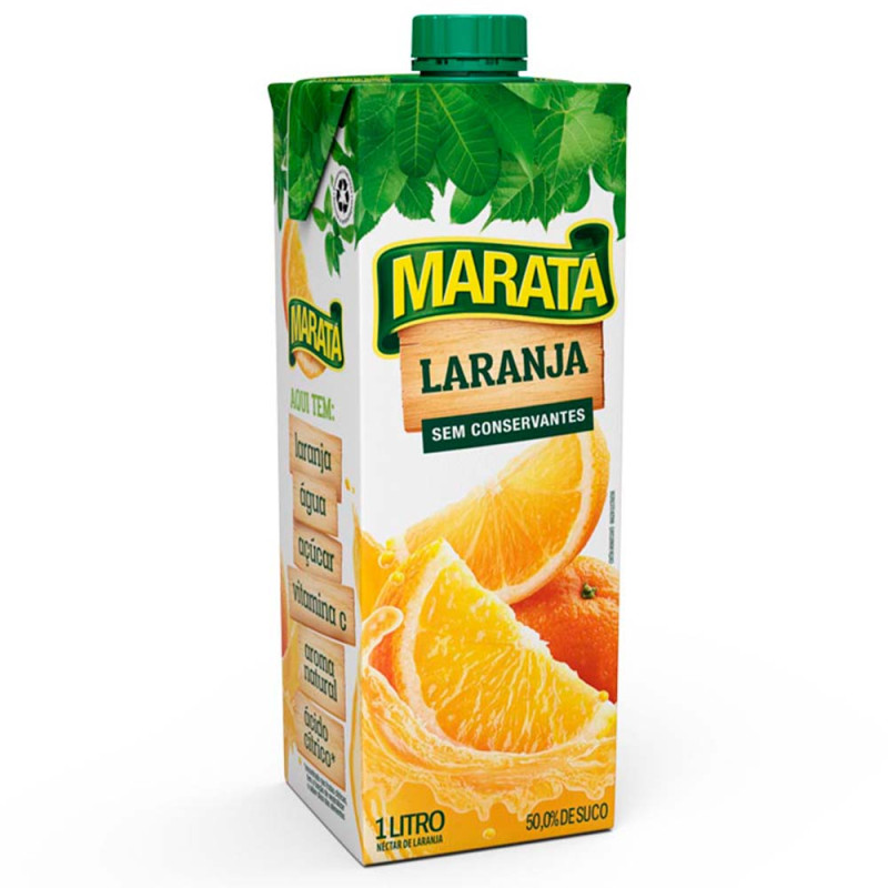 SUCO NÉCTAR MARATÁ 1 LITRO LARANJA - CX COM 12 UN