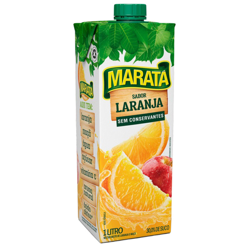SUCO NÉCTAR MARATÁ 1 LITRO LARANJA - CX COM 12 UN