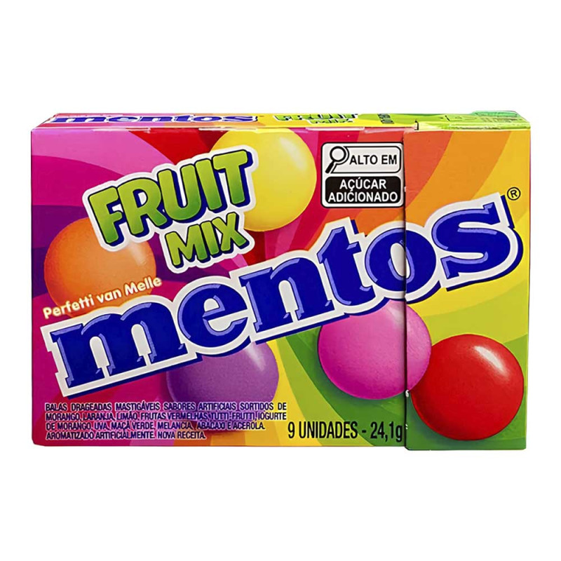 BALA MENTOS BOX 24,1GR FRUTAS SORTIDAS - DP COM 12 UN