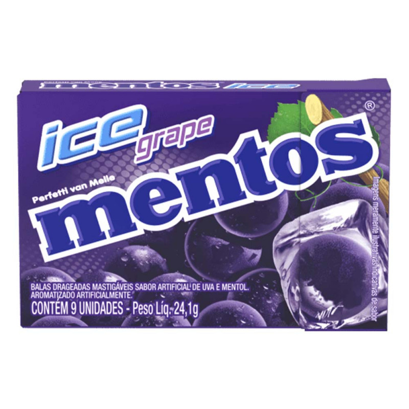 BALA MENTOS BOX 24,1GR UVA ICE GRAPE - DP COM 12 UN