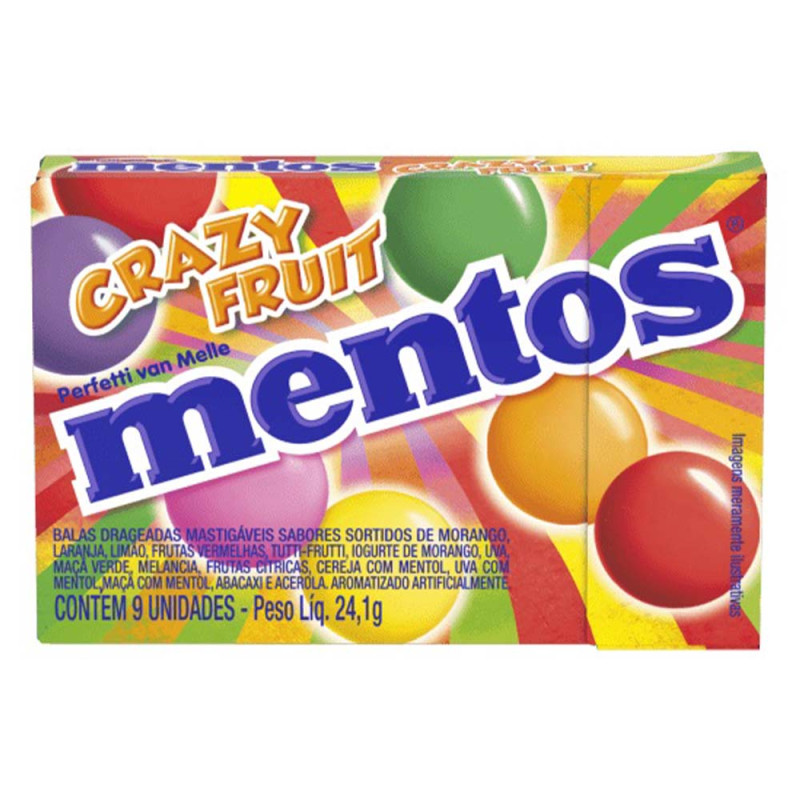 BALA MENTOS BOX 24,1GR CRAZY FRUIT SORTIDA - DP COM 12 UN