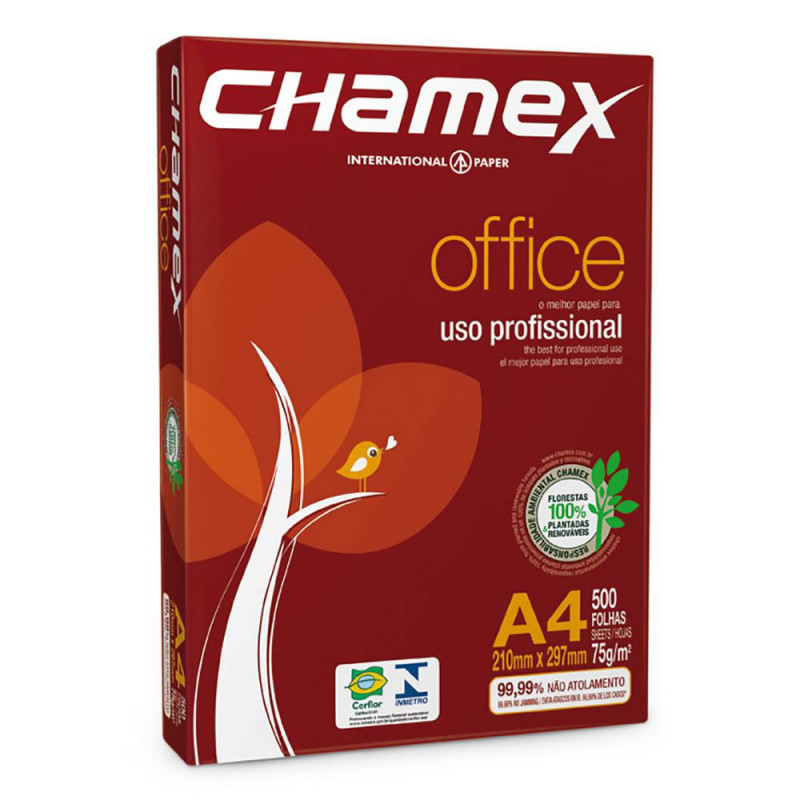 PAPEL SULFITE A4 CHAMEX BRANCO OFFICE - PC COM 500 UN