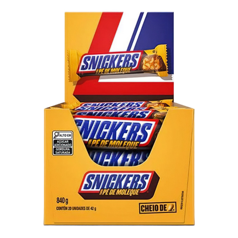 CHOCOLATE SNICKERS 42GR PÉ DE MOLEQUE - DP COM 20 UN