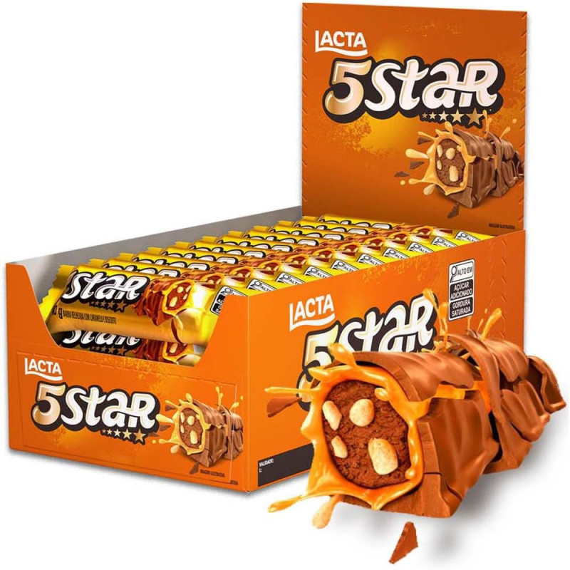 CHOCOLATE LACTA 5 STAR 40GR - DP COM 18 UN