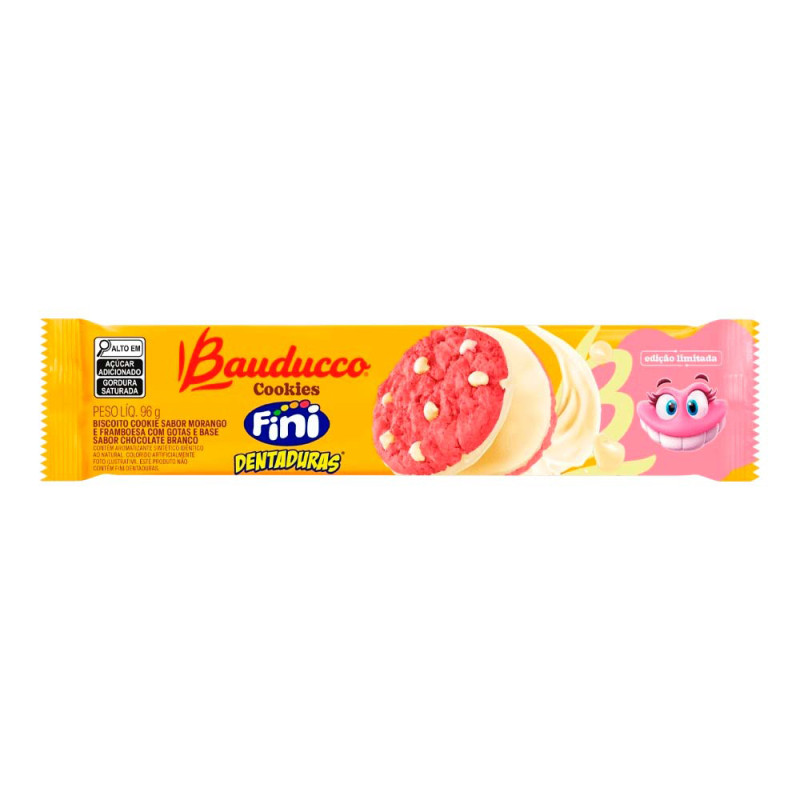 COOKIES BISCOITO BAUDUCCO 96GR FINI DENTADURAS - CX COM 42 UN
