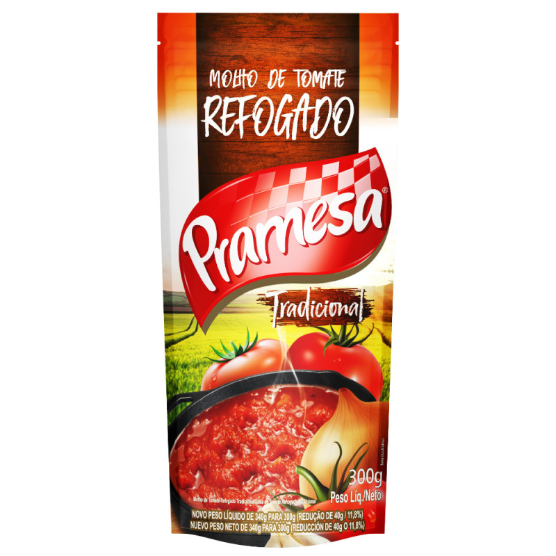 MOLHO DE TOMATE PRAMESA SACHÊ 300GR REFOGADO TRADICIONAL - CX COM 36 UN