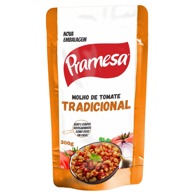 MOLHO DE TOMATE PRAMESA SACHÊ 300GR REFOGADO TRADICIONAL - CX COM 36 UN