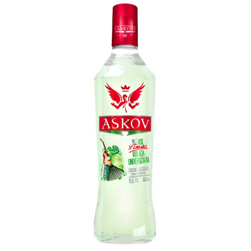 VODKA ASKOV 900ML LIMÃO - CX COM 12 UN