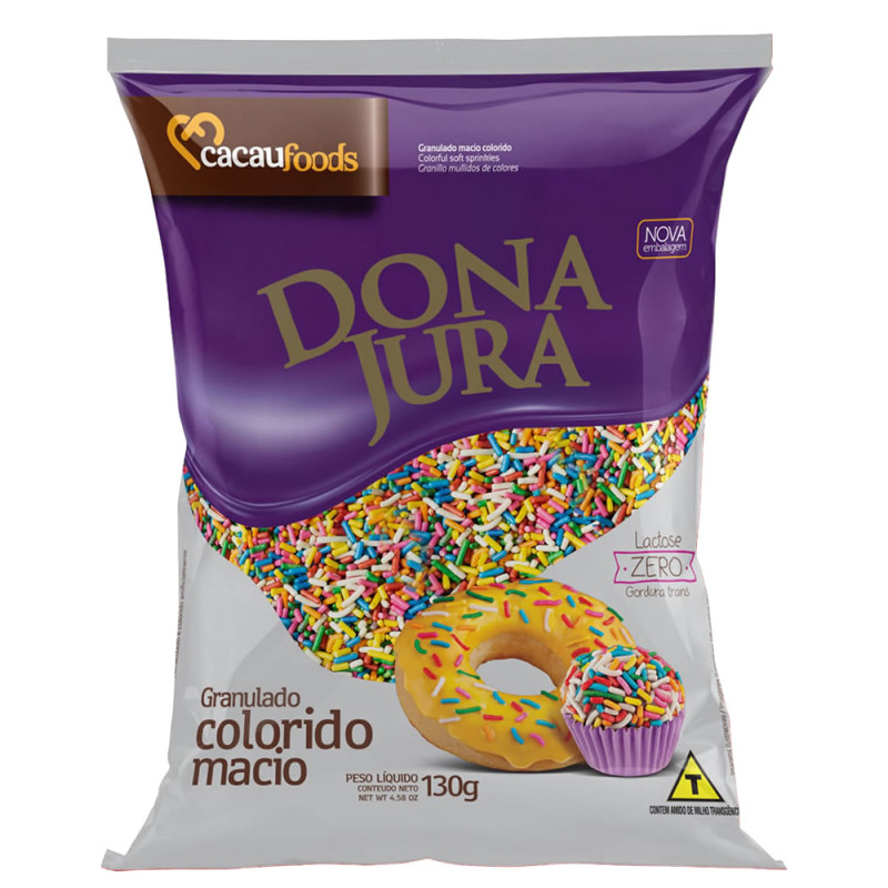 GRANULADO DONA JURA 130GR COLORIDO - CX COM 40 UN