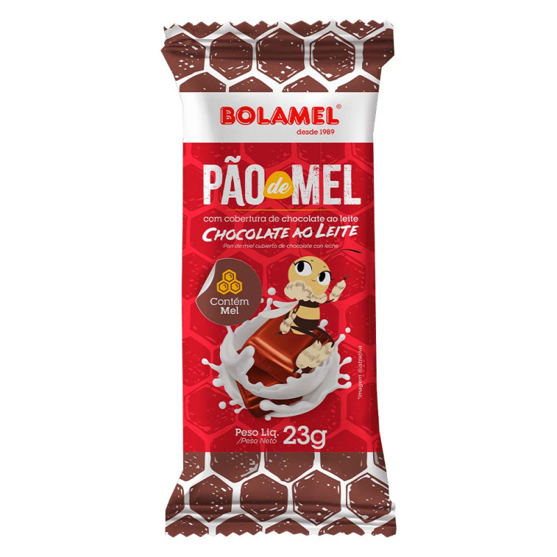 PÃO DE MEL COM COBERTURA BOLAMEL 23GR AO LEITE - PC COM 25 UN