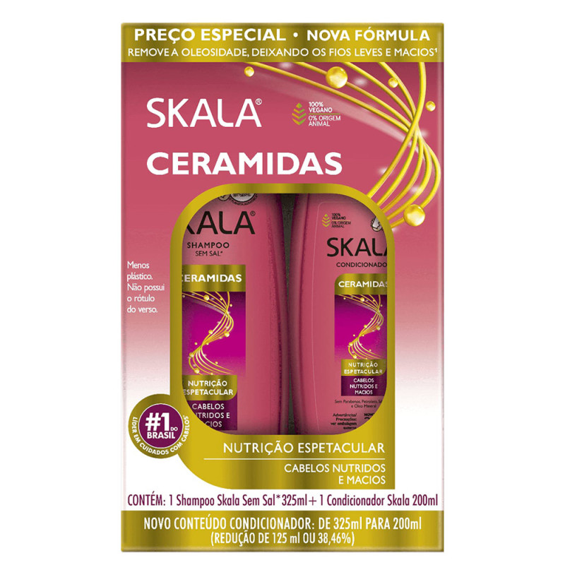 KIT SKALA SHAMPOO 325ML/ CONDICIONADOR 200ML CERAMIDAS G3 - CX COM 3 UN